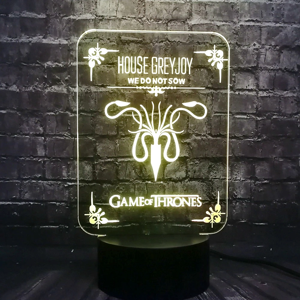 

Game of Thrones House Greyjoy sow Logo New Acrylic LED Novel Decor Table Mood Night Light Holiday Supply Party Lava Friends Gift