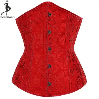 

Jacquard Sexy Red Purple Underbust Corset Fish Boned Bustier Gothic Korset Floral Gorset Waist Slimming Women Corsets With Panty