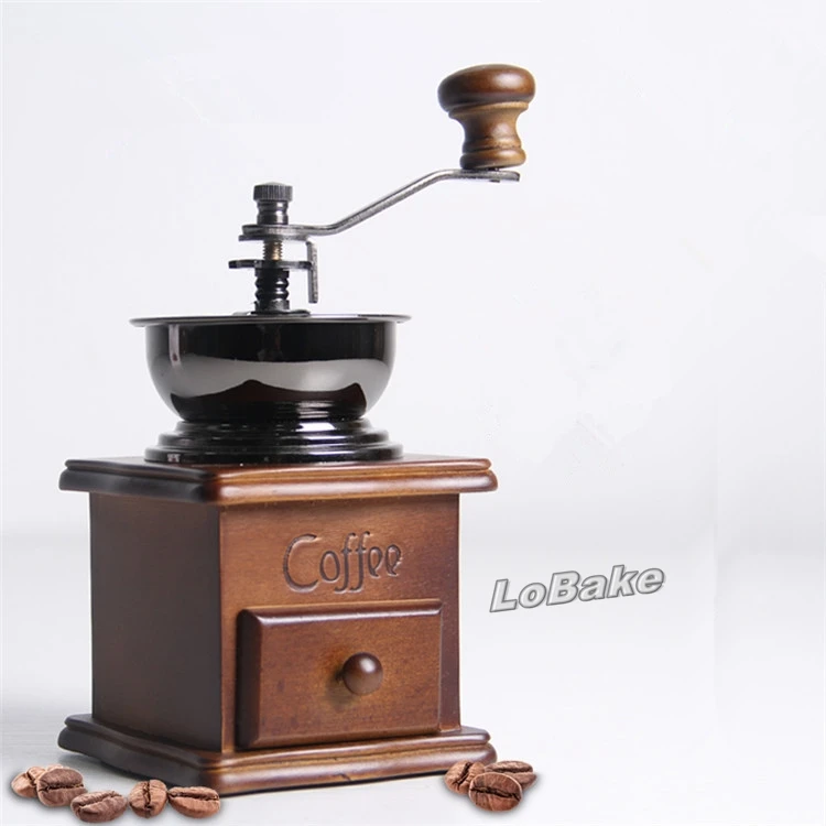 Высокое качество отечественных ручная кофемолка мельница для перца чугунные и керамики core с деревянный ящик для дома кофе