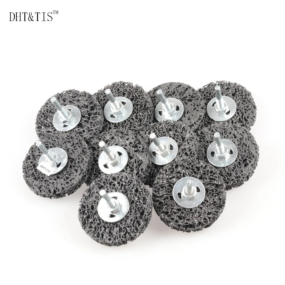 DHT&TIS 10 pieces 3Inch(75mm) 6mm Shaft Mounted Cleaning Grinding Wheel for Paint Rust Removal