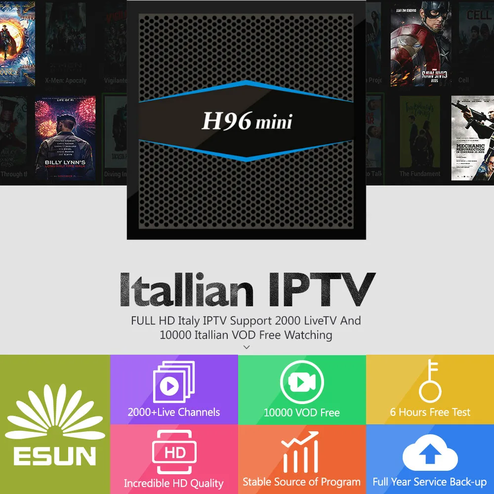 

2018 New Arrival ESUNTV 1 Year Italy IPTV Android TV Box 2/16G 4000 Livetv+20000 italy EPG VOD Switzerland Albania Set Top Box