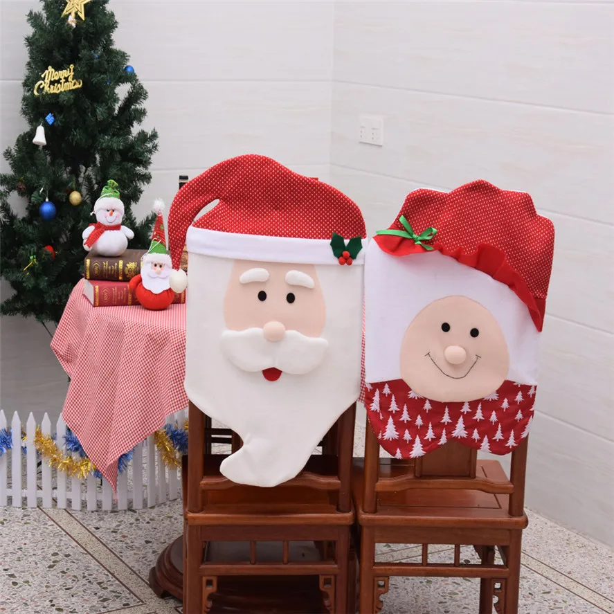 Новый милый чехол для стула Санта Клауса 1 шт. 3D Рождественская шляпа Чехол
