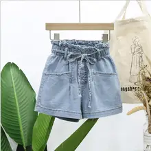 Новинка,, джинсовые шорты с бантом для девочек летние модные шорты для девочек от 3 до 8 лет, B676