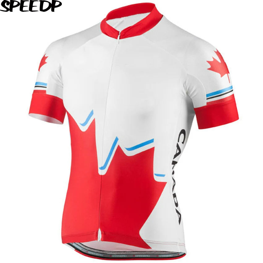 CANADA Flag Men Short Sleeve Cycling Jersey Breathable Top Bike