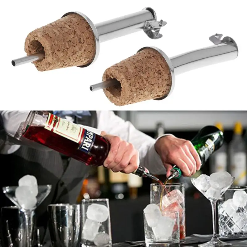

Stainless Steel Liquor Spirit Wine Bottle Flow Pourer Spout Stopper Cork Barware Bar Household Party