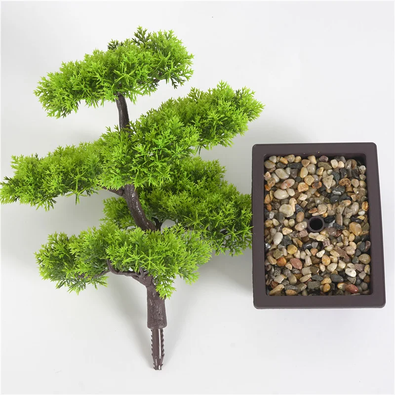 

Pine Artificial Bonsai Potted Home Fake Accessories Living Room Decoration Plant Plastic Desk
