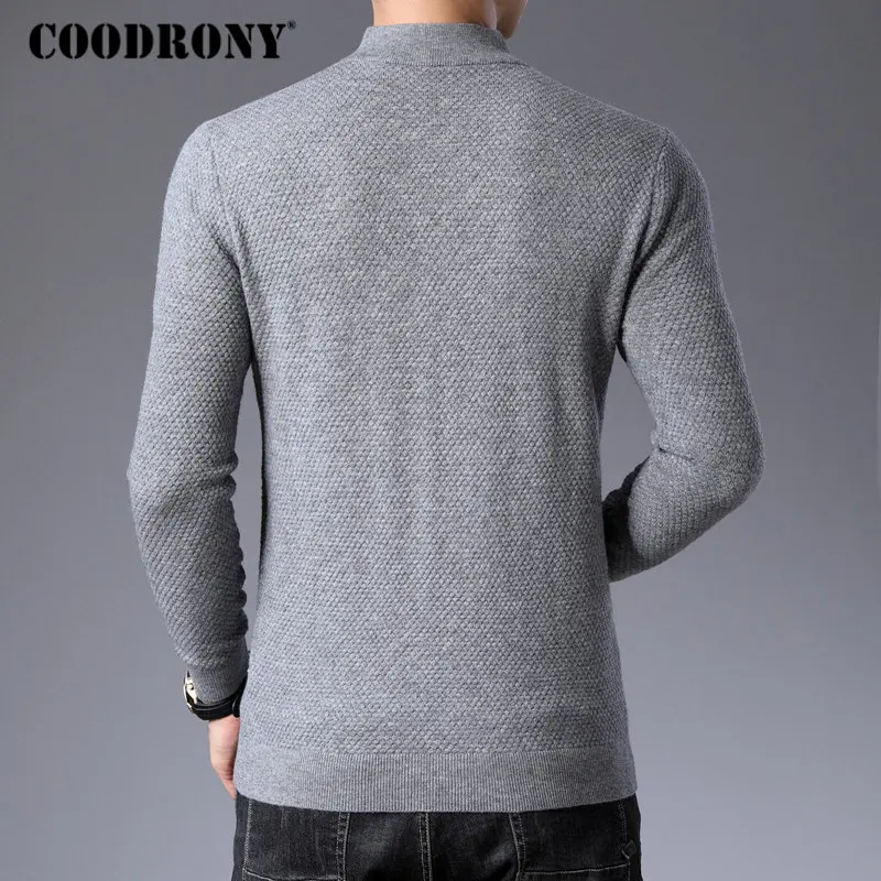 Бренд COODRONY мужской свитер уличная мода водолазка для мужчин мериносовая шерсть