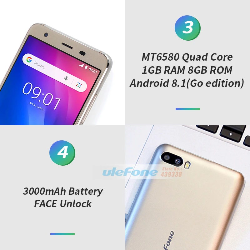 Чехол-накладка Ulefone S1 мобильный телефон 5,5 дюймов 18:9 MTK6580 4 ядра 1 Гб+ 8 Гб 8MP+ 5MP, две камеры, Android 8,1 3g смартфон задний Чехол