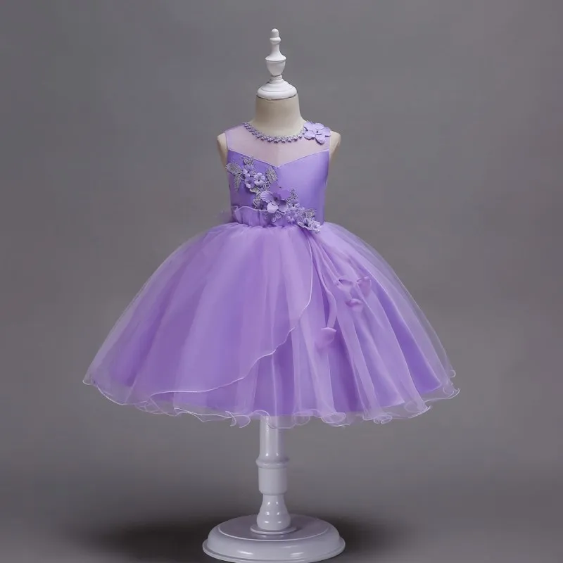 Платья с цветочным узором для девочек для свадебной вечеринки; От 3 до 14 лет для девочек-подростков; Сетчатое Пышное вечернее платье принцессы; детское праздничное платье; Vestidos