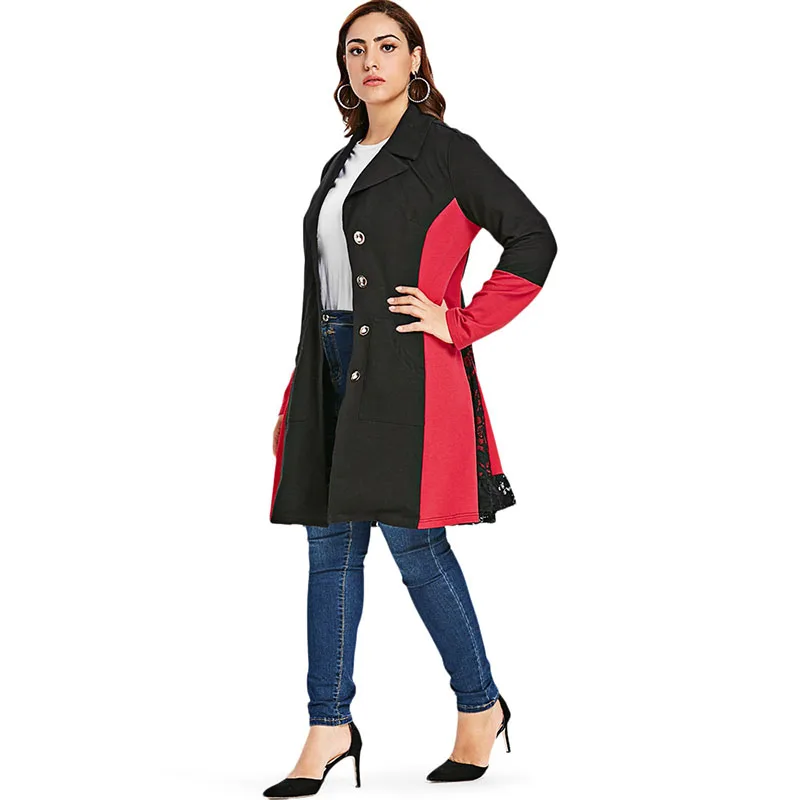 PlusMiss زائد حجم 5XL الدانتيل طويلة الأكمام زر سترة معطف XXXXL XXXL XXL النساء الخريف الشتاء 2018 خمر طويل معطف قميص PlusMiss زائد حجم 5XL الدانتيل طويلة الأكمام زر سترة معطف XXXXL XXXL XXL النساء الخريف الشتاء 2018 خمر طويل معطف قميص