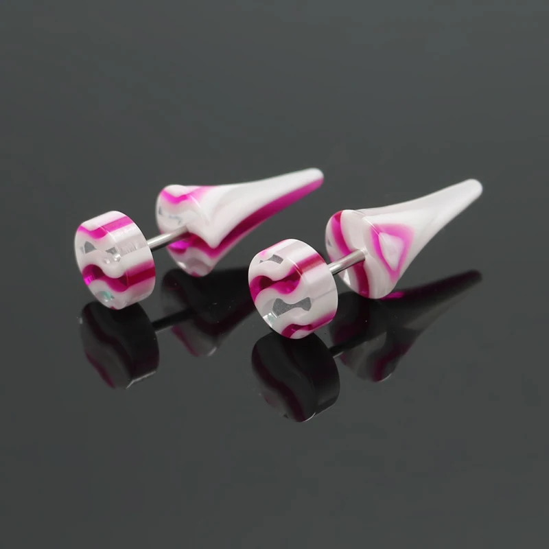 1 Pair Fashion Fake Piercing 16G Ear Plugs Flesh Tunnel Ear Tapers