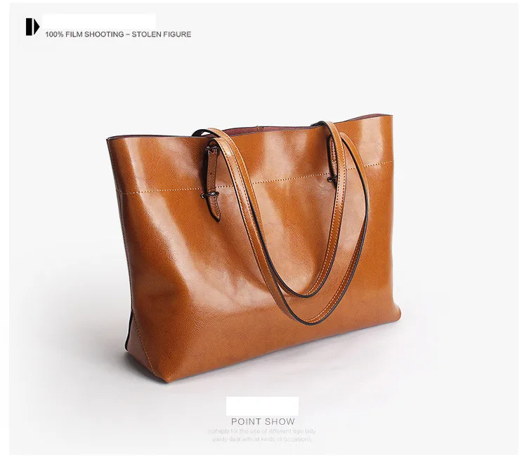 Новинка, стильная коричневая Женская сумка, натуральная кожа, женская сумка через плечо, женская черная сумка, Большая вместительная сумка для покупок