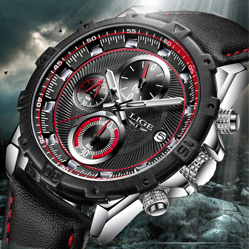 

LIGE Relogio Masculino Top Brand Watch Men Sport Watch Waterproof Military Quartz Wristwatch Hot Man Clock saat reloj mujer 2017