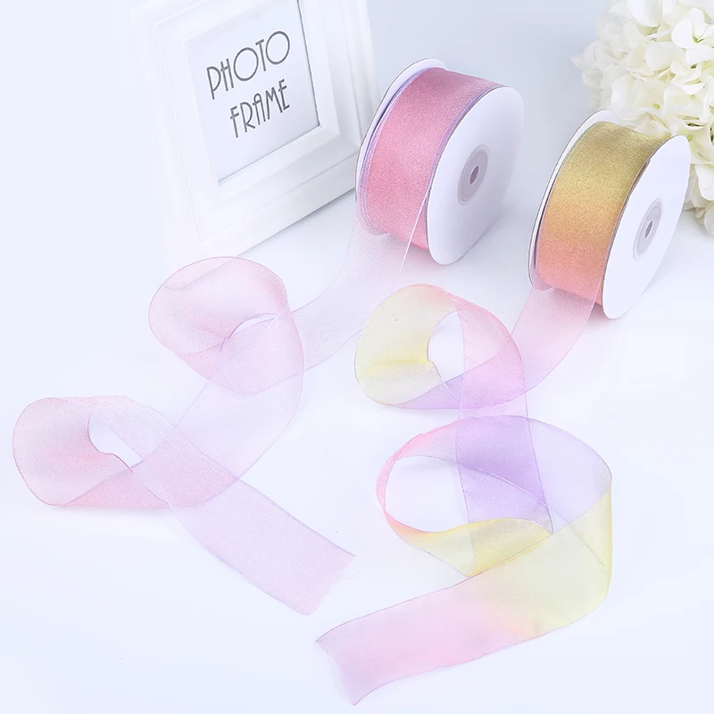 

1Volume 40mm Wide Lace Fabric Rainbow Ribbon Satin Bow Yarn Ribbons Crafts Sparkles Wedding Light Cake Package wstazka L-26
