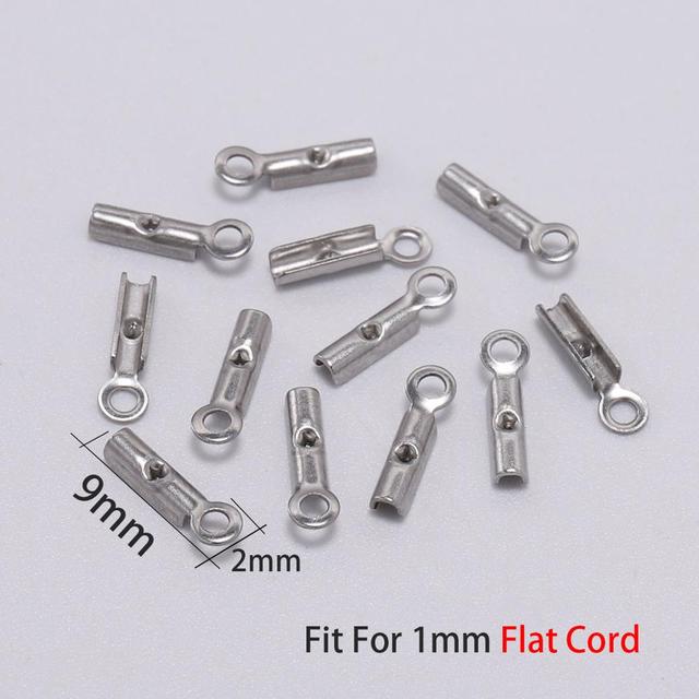 Stainless Steel Cords Crimp End Beads Caps Leather Clip Tip Fold Crimp Bead Bracelet Connectors For Jewelry Making Finding