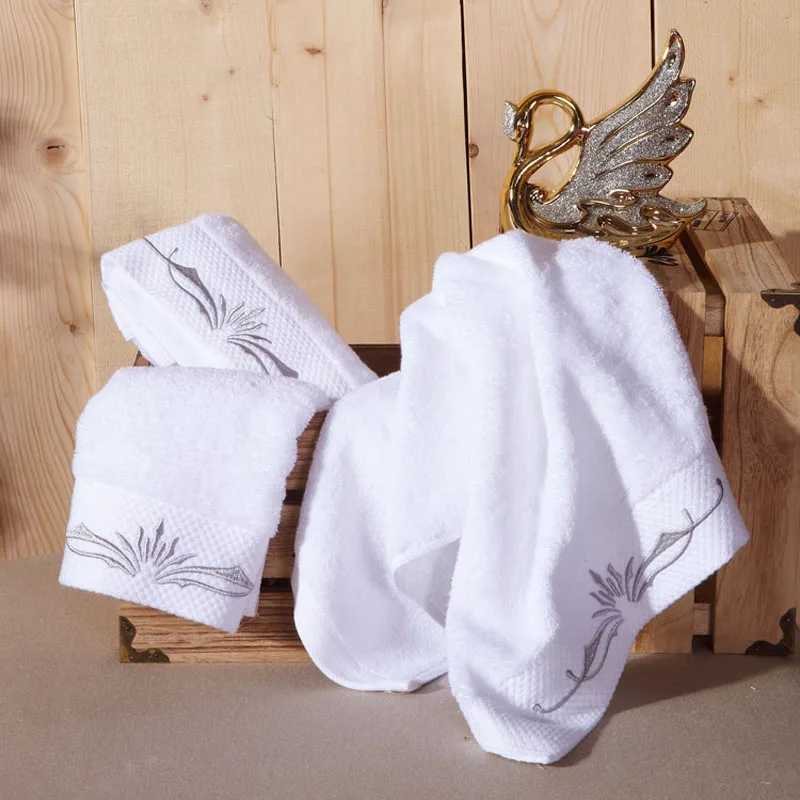 Набор полотенец из 3 предметов, белое высококачественное вышитое полотенце для ванной комнаты, Хлопковое полотенце для взрослых