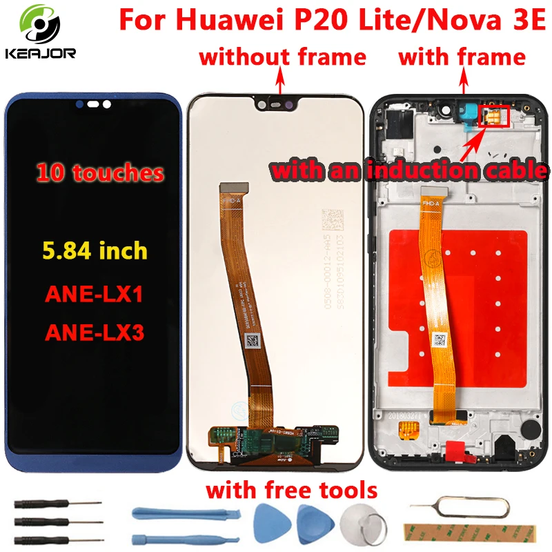 

For Huawei P20 Lite LCD Display+Touch Screen+frame HD Glass Panel Digitizer For Huawei P20 Lite Nova 3E display ANE-LX1 ANE-LX3