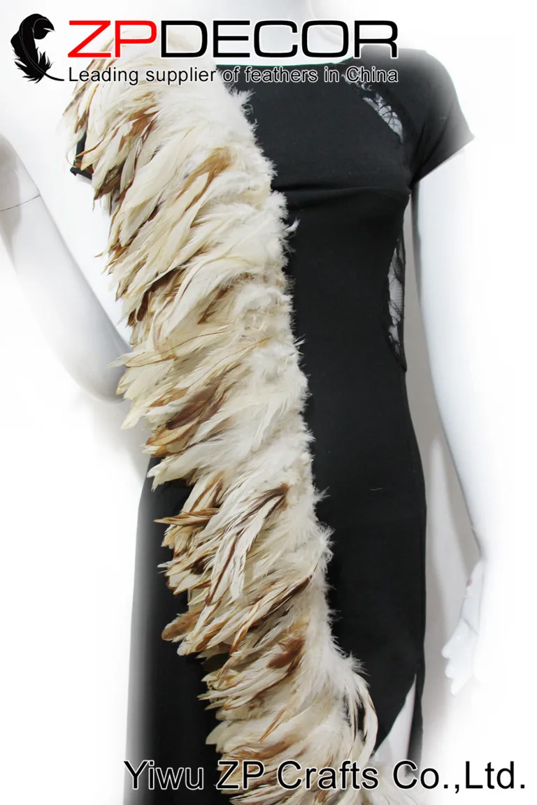 NATURAL BEIGE Strung Rooster Schlappen Feathers (17)3