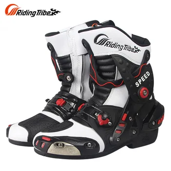 

Riding Tribe SPEED Professional Motorcycle Riding Boots Leather Moto Boots Breathable Motocross Off-Road Racing Shoes A010