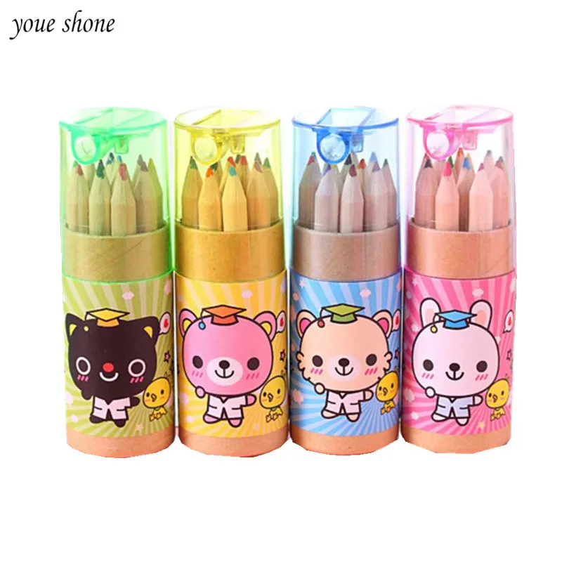 YOUE SHONE 1 Tube 12 Color Cute Little Bear Color Pencil With Pencil Sharpener Pupils Color Pencil Children Art Painting Supplie english world 5 pupils book with ebook pack