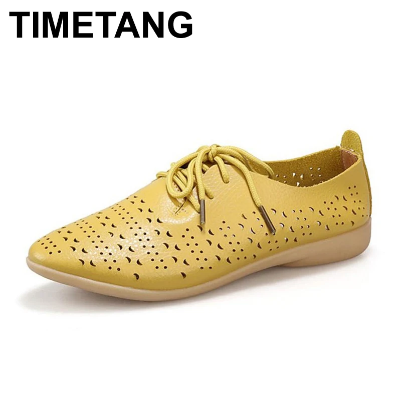 

TIMETANG Cow Muscle Ballet Autumn Casual Shoes Women Genuine Leather Shoes Woman Flat Flexible Nurse Peas Loafer Flats