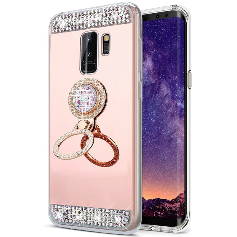 Чехол для Samsung Galaxy S9 Funda с бриллиантовым блестящим зеркалом мягкий силиконовый