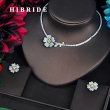 Элегантные женские свадебные ювелирные наборы HIBRIDE ожерелье с