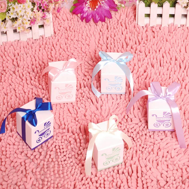 10 шт. детская коляска стиль конфеты коробка со свадебными сувенирами бумажные подарочные коробки с резиновый детский душ подарки на день рождения сумка для вечеринок 7Z