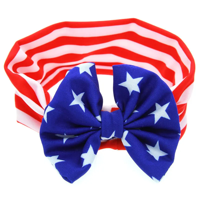 Ретро Дети американский флаг, флаг США повязка на голову кролик ошейник с бантиком резинки для волос с узлом дети мальчики девочки тюрбан аксессуары YG141 - Цвет: 3pcs for bowknot