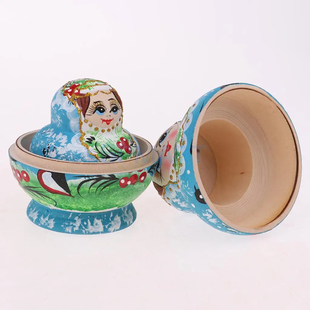 Hand Painted Girls Russian Babushka Matryoshka Nesting Dolls Kit 10 Pieces Kids Birthday Gift Christmas Ornaments