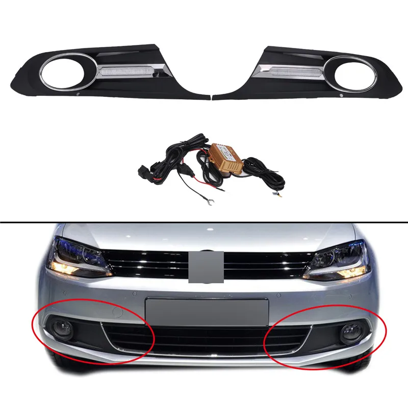 2x Front Fog Light Lamps Cover Grille Grill For VW JETTA 6 2011 2014