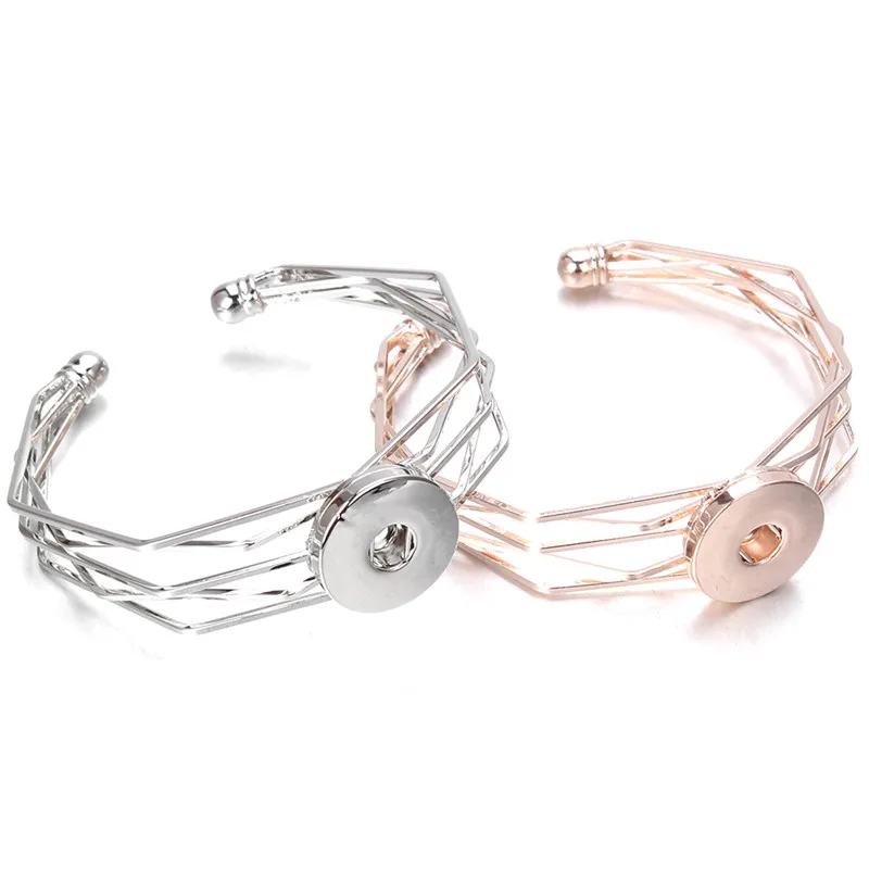 Новые цвета розового золота браслет с украшением в виде кнопки выдолбленные Браслет-манжета для Для женщин DIY Браслеты ювелирные изделия ZE375A