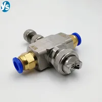 Air atomizing Nozzle Adjustable , 1/4"External Mix Flat Fan, Spray Nozzle, Siphon Round，Wide Angle 6 Holes ，Siphon Flat Fan type 1