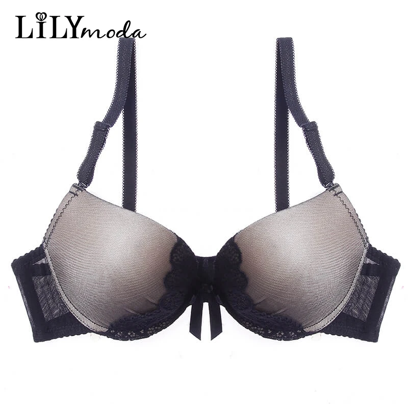 

Sexy Temptation Butterfly Lace Bra T shirt For Women Ladies 3/4 Cup Push Up Underwear Female Brassiere Lingerie Breathable Soft