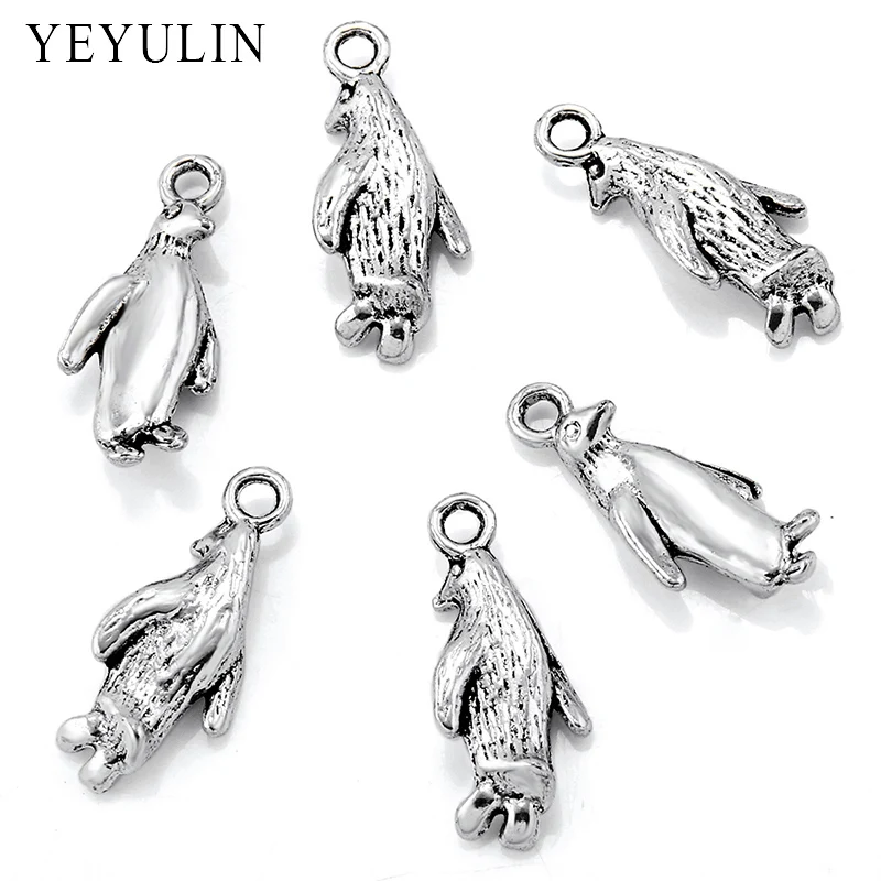 

New Design 10x23mm Antique Silver Color 3D Penguin Charms Pendant For Making Jewelry DIY 30pcs