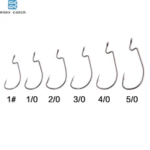 Легко ловить 100 шт. рыболовные крючки черные колючие офсетные джиг мягкие приманки в виде червей Вибрационный крючок для техасских буровых установок Размер 1#1/0 2/0 3/0 4/0 5/0