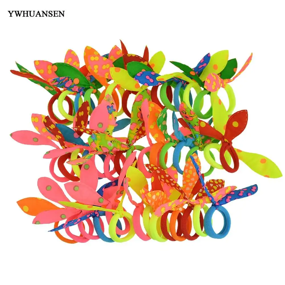 

$4 Free shipping (11 COUNTRY) 50pcs Small Rabbit Ears Scrunchy Mini Elastic Hair Band Ties Little Girls Hair Accessories Bands