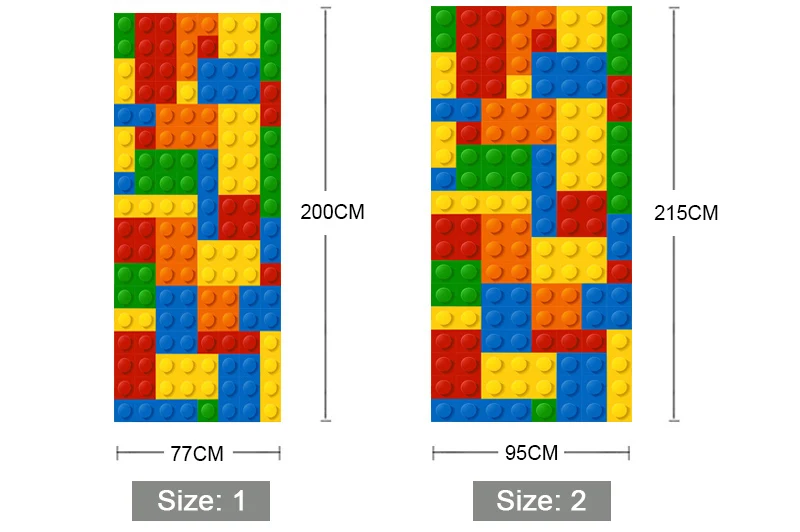 Цветные блоки лего детская комната спальня декоративные наклейки на дверь креативные DIY самоклеящиеся Настенные обои для детской комнаты