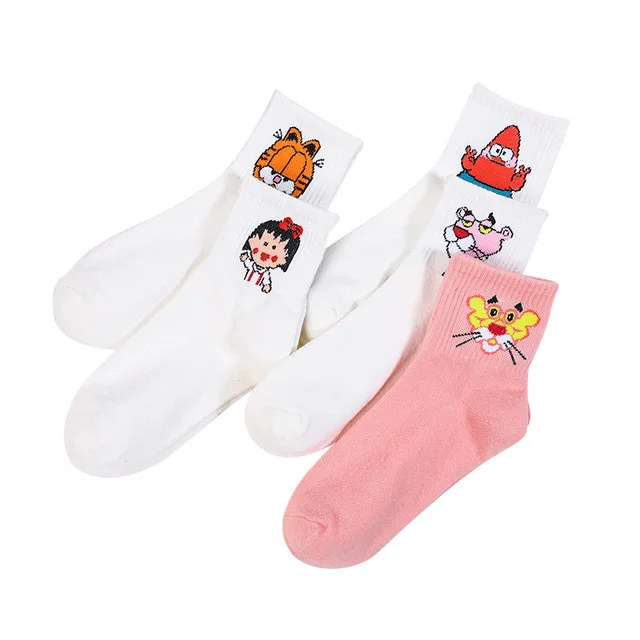 5 пар, милые короткие носки женские Харадзюку, короткие носки хипстер, скейтборд - Цвет: Pink Panther