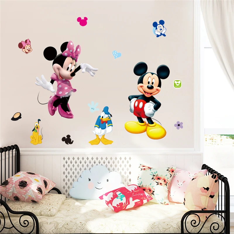 Микки Минни с друзьями, настенные наклейки для девочек, украшения для спальни, домашний декор, сделай сам, диаграмма роста, наклейка для детской комнаты, мультфильм, ПВХ, искусство на стену - Цвет: ZYPA1437