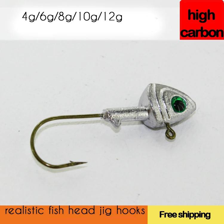 5pcs Lead Jig Head Fishing Hook 4g - 12g 3d Fish Eyes Jig Hooks For Soft Fishing Lure Carbon Steel Fishhooks