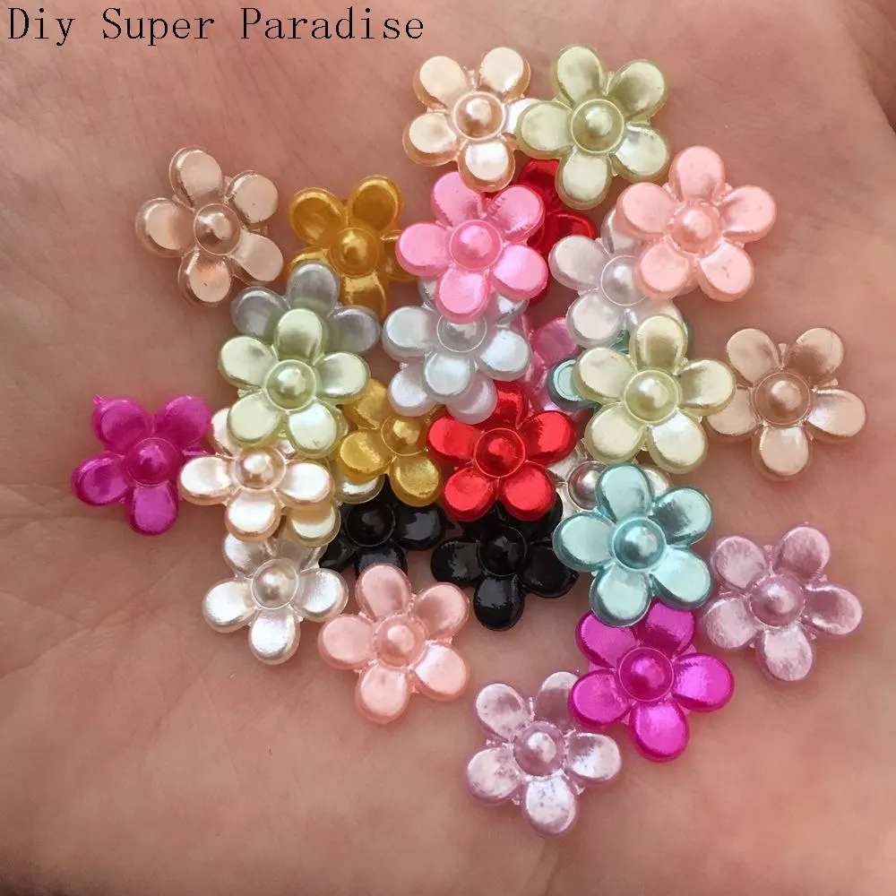 

100pcs 12mm Resin Flower Bead Flatback Scrapbook DIY Craft Flatback B07B