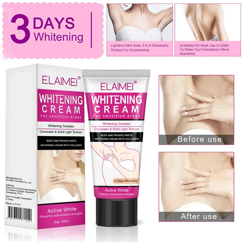 

ALIVER 60ml Underarm Whitening Cream Armpit Whitening Cream Legs Knees Private Parts Body Whitening Cream Cosmetics Skin