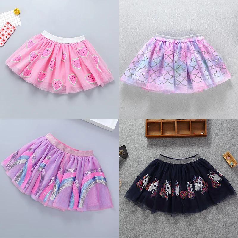

Baby Kids Girls Princess Rainbow short skirt Sequins Party Dance Ballet Tutu Dress Beautiful Kids Skirt For Girls Skirts