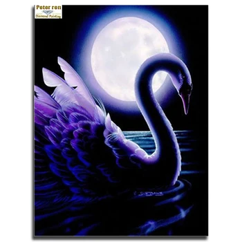 

Peter ren DIY Craft Diamond painting kit 3d square icon paintings home decor Full mosaic Embroidery Picture by numbers Moon Swan