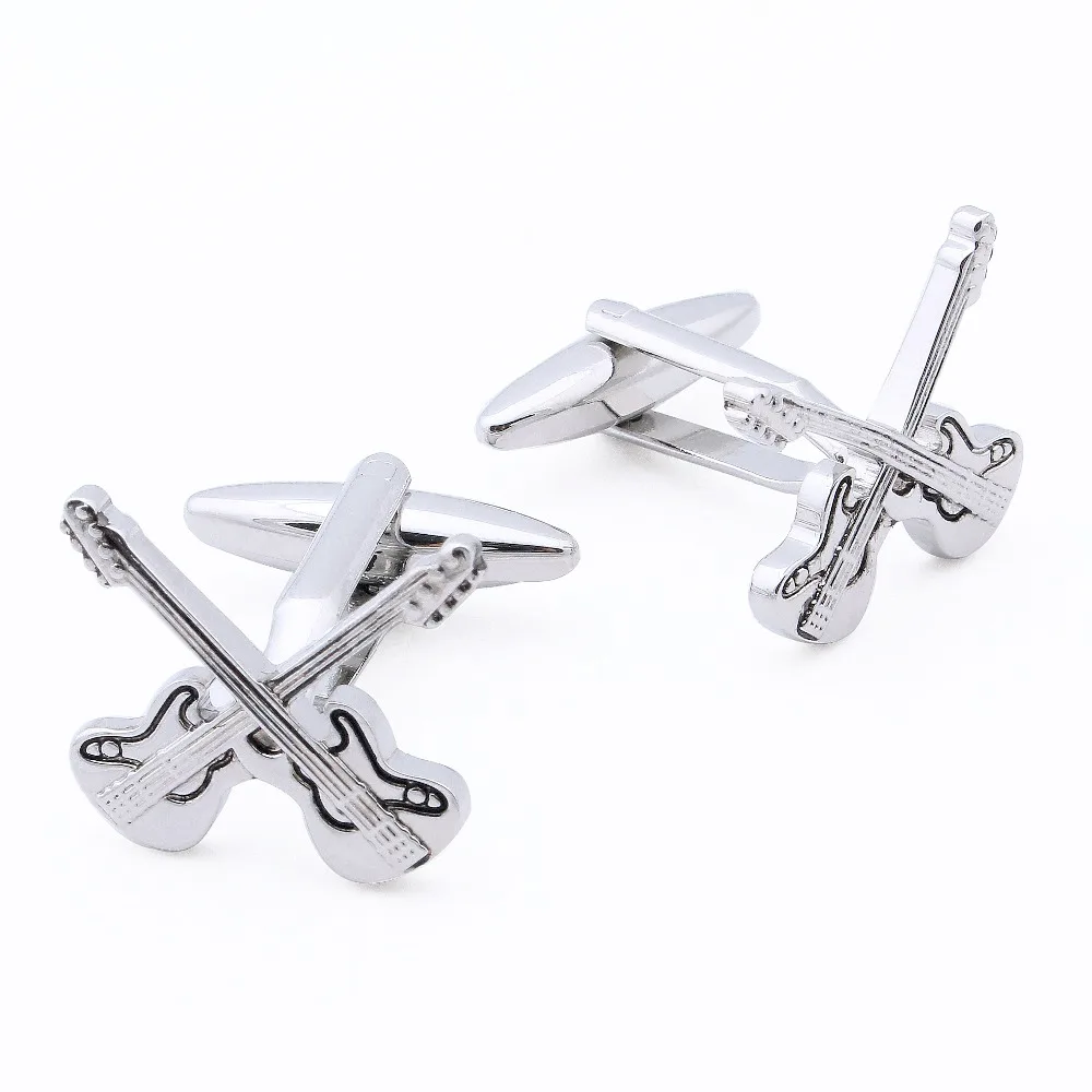 

HAWSON Fashionable Style Cufflinks Electric Guitar Instruments with Black Enamel Cuff Links for Mens French Cuffs/Shirts