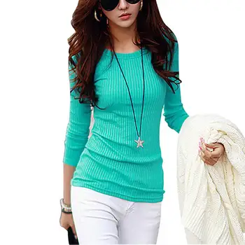 

XXL Tees T Shirt Women 2019 Fashion Autumn Long Sleeve O Neck tShirts Women Candy Color Cotton Woman T Shirt Camisetas Feminina