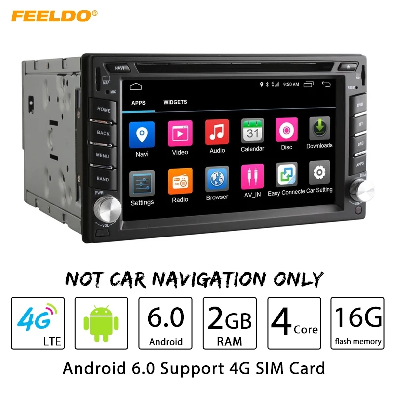 Perfect FEELDO 6.2" Universal Android 6.0 (64bit) Quad Core 2G/16G/4G Car Media Player With GPS Navi Radio For Nissan/Hyundai 2DIN ISO 0 Perfect FEELDO 6.2" Universal Android 6.0 (64bit) Quad Core 2G/16G/4G Car Media Player With GPS Navi Radio For Nissan/Hyundai 2DIN ISO 0