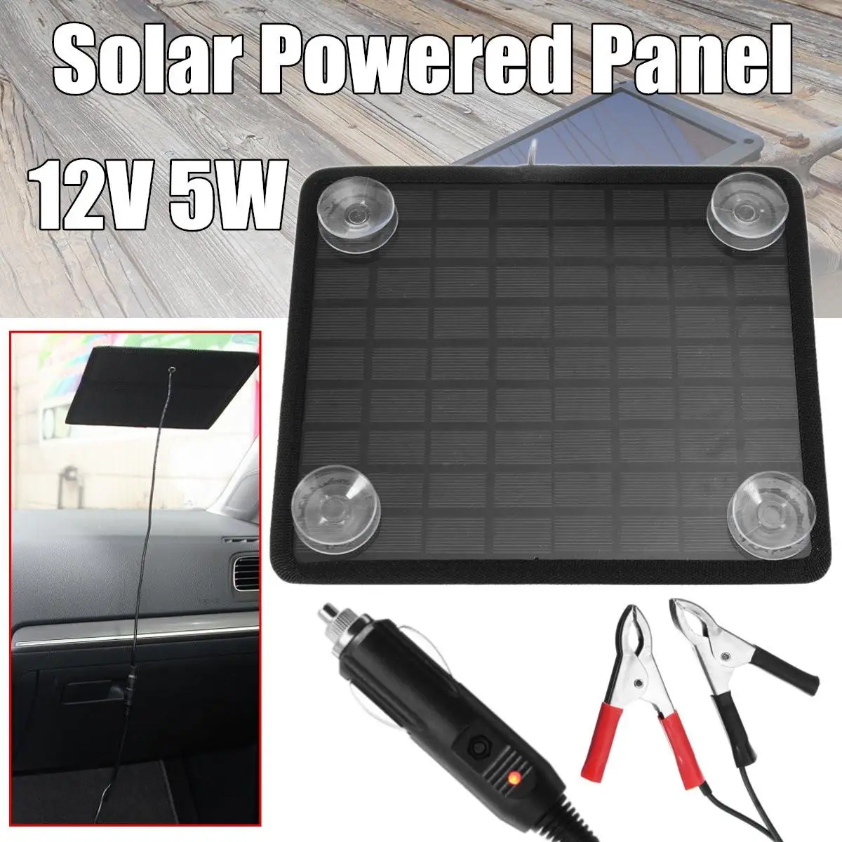 

12V 5W Solar Powered Panel Battery Charger Maintainer Controller For Marine Boat Car RV