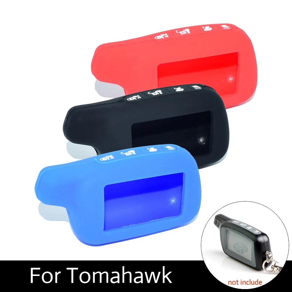 

Soft Silicone Car Key Case For Tomahawk X3 X5 Two Way Car Alarm System LCD Remote Control Skin Keychain Shell Protector Cover